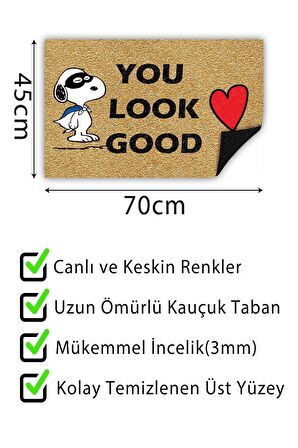 You Look Good Kapı Önü Paspası Dekoratif Kapı Paspası Dış Mekân Paspas Ev İçi Paspası 45x70cm