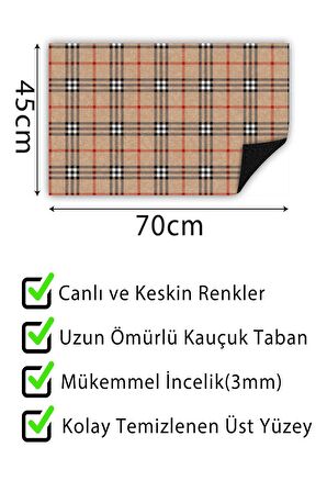 Ekose Kapı Önü Paspası Dekoratif Kapı Paspası Dış Mekân Paspas Ev İçi Paspası 45x70cm