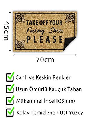 Please Kapı Önü Paspası Dekoratif Kapı Paspası Dış Mekân Paspas Ev İçi Paspası 45x70cm