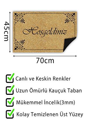 Hoşgeldiniz Kapı Önü Paspası Dekoratif Kapı Paspası Dış Mekân Paspas Ev İçi Paspası 45x70cm