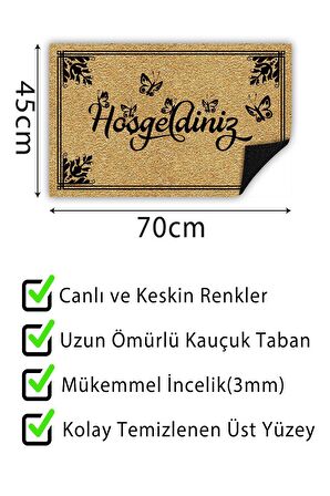 Hoşgeldiniz Kapı Önü Paspası Dekoratif Kapı Paspası Dış Mekân Paspas Ev İçi Paspası 45x70cm