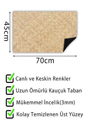 Ahşap Baskılı Kapı Önü Paspası Dekoratif Kapı Paspası Dış Mekân Paspas Ev İçi Paspası 45x70cm