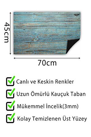 Ahşap Baskılı Kapı Önü Paspası Dekoratif Kapı Paspası Dış Mekân Paspas Ev İçi Paspası 45x70cm