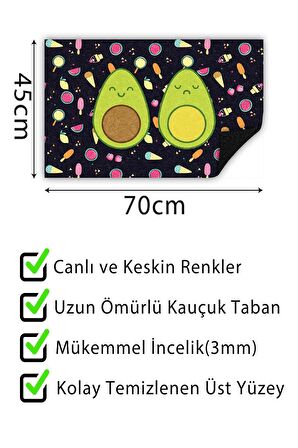 Avakado Kapı Önü Paspası Dekoratif Kapı Paspası Dış Mekân Paspas Ev İçi Paspası 45x70cm