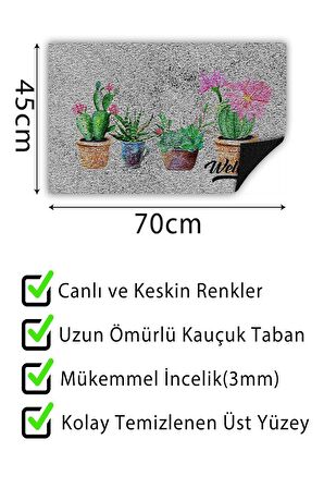 Kapı Önü Paspası Dekoratif Kapı Paspası Dış Mekân Paspas Ev İçi Paspası 45x70cm