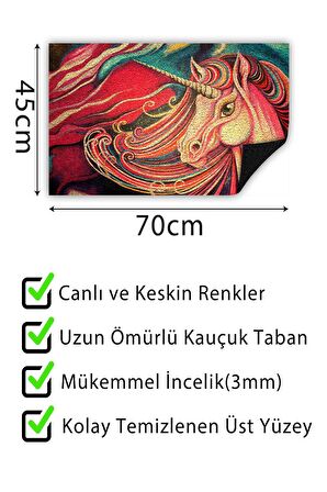 Unicorn Kapı Önü Paspası Dekoratif Kapı Paspası Dış Mekân Paspas Ev İçi Paspası 45x70cm