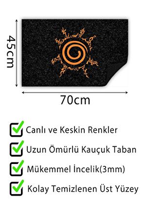 Naruto Kapı Önü Paspası Dekoratif Kapı Paspası Dış Mekân Paspas Ev İçi Paspası 45x70cm