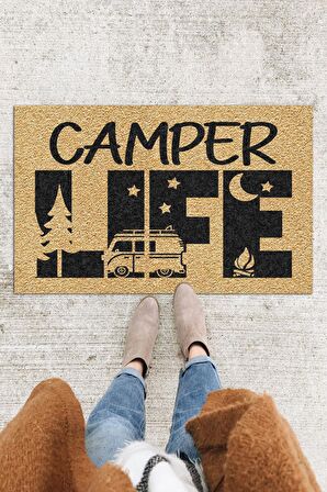 Camper Life Kapı Önü Paspası Dekoratif Kapı Paspası Dış Mekân Paspas Ev İçi Paspası 45x70cm