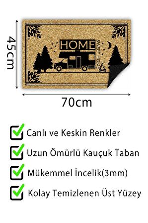 Karavan Kapı Önü Paspası Dekoratif Kapı Paspası Dış Mekân Paspas Ev İçi Paspası 45x70cm