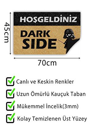 Dark Side Kapı Önü Paspası Dekoratif Kapı Paspası Dış Mekân Paspas Ev İçi Paspası 45x70cm