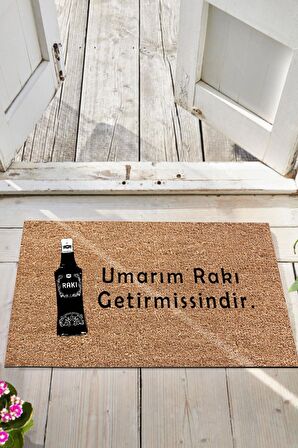 Umarım Rakı Kapı Önü Paspası Dekoratif Kapı Paspası Dış Mekân Paspas Ev İçi Paspası 45x70cm