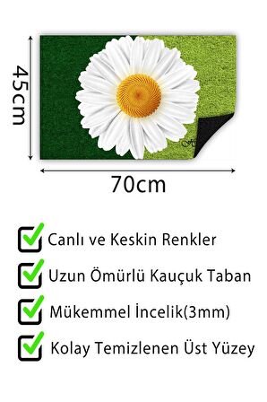 Papatya Kapı Önü Paspası Dekoratif Kapı Paspası Dış Mekân Paspas Ev İçi Paspası 45x70cm