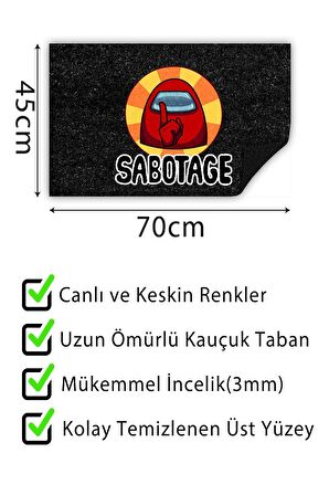 Sabotage Kapı Önü Paspası Dekoratif Kapı Paspası Dış Mekân Paspas Ev İçi Paspası 45x70cm