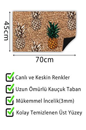 Ananas Kapı Önü Paspası Dekoratif Kapı Paspası Dış Mekân Paspas Ev İçi Paspası 45x70cm