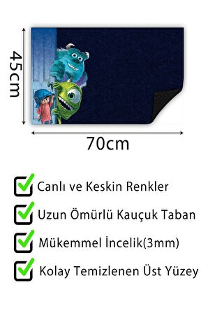 Sevimli Canavarlar Kapı Önü Paspası Dekoratif Kapı Paspası Dış Mekân Paspas Ev İçi Paspası 45x70cm