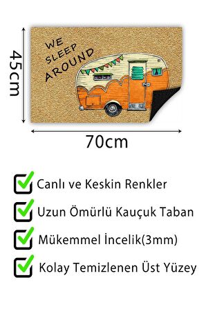 Karavan Kapı Önü Paspası Dekoratif Kapı Paspası Dış Mekân Paspas Ev İçi Paspası 45x70cm