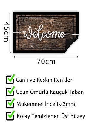 Kapı Önü Paspası Dekoratif Kapı Paspası Dış Mekân Paspas Ev İçi Paspası 45x70cm