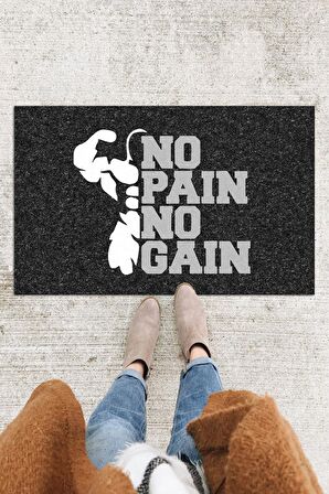 No Pain No Gain Kapı Önü Paspası Dekoratif Kapı Paspası Dış Mekân Paspas Ev İçi Paspası 45x70cm