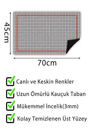 Ekose Kapı Önü Paspası Dekoratif Kapı Paspası Dış Mekân Paspas Ev İçi Paspası 45x70cm