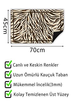 Zebra Kapı Önü Paspası Dekoratif Kapı Paspası Dış Mekân Paspas Ev İçi Paspası 45x70cm