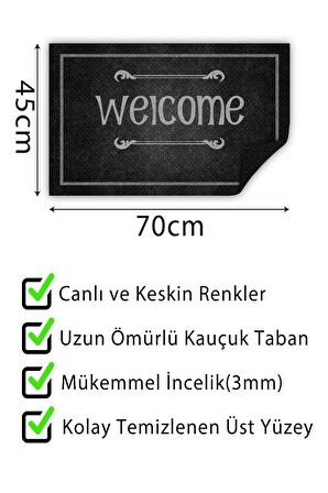 Kapı Önü Paspası Dekoratif Kapı Paspası Dış Mekân Paspas Ev İçi Paspası 45x70cm