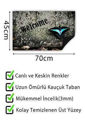 Kapı Önü Paspası Dekoratif Kapı Paspası Dış Mekân Paspas Ev İçi Paspası 45x70cm