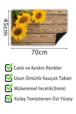 Ayçiçeği Kapı Önü Paspası Dekoratif Kapı Paspası Dış Mekân Paspas Ev İçi Paspası 45x70cm