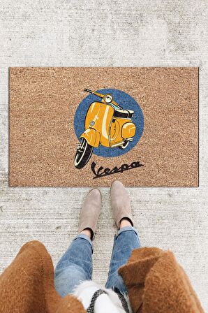 Vespa Kapı Önü Paspası Dekoratif Kapı Paspası Dış Mekân Paspas Ev İçi Paspası 45x70cm