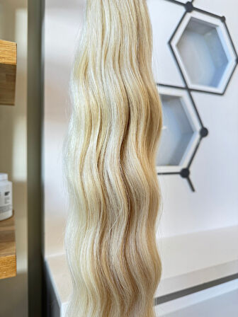 Mikro Kaynak Wavy 100% İnsan Saçı (0.6 Gr) Platin 50 Adet 70 Cm MK449