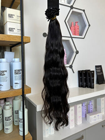 Mikro Kaynak Wavy 100% İnsan Saçı (0.6 Gr) Doğal Kestane 50 Adet 70 Cm MK485