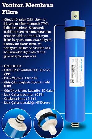 Ihlas Aura Cebilon Su Arıtma Cihazı Uyumlu 6 Aşama Vontron Membranlı Filtre Bakım Seti