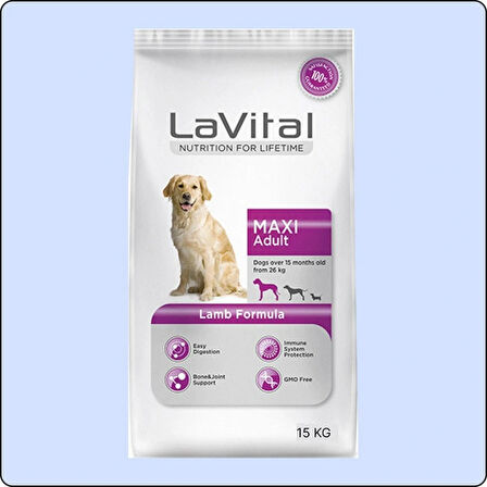 LaVital Kuzu Etli Büyük Irk Yetişkin Kuru Köpek Maması 15 KG