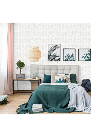 Tropicano Renkli Damask Desen Duvar Kağıdı 9901-1: Beyaz | Ce, Iso 9001, Iso 10002, Iso 14001