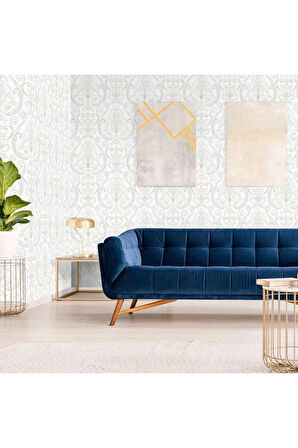 Tropicano Renkli Damask Desen Duvar Kağıdı 9901-1: Beyaz | Ce, Iso 9001, Iso 10002, Iso 14001