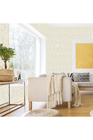 Tropicano Renkli Damask Desen Duvar Kağıdı 9901-2: Krem | Ce, Iso 9001, Iso 10002, Iso 14001