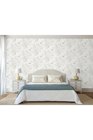 Papağan ve Tropikal Bitkili Trend Duvar Kağıdı 9905-1: Beyaz | Ce, Iso 9001, Iso 10002, Iso 14001