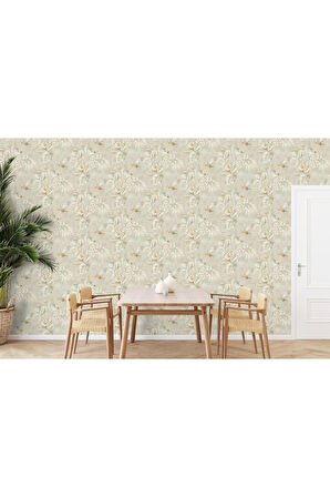 Papağan ve Tropikal Bitkili Trend Duvar Kağıdı 9905-2: Krem | Ce, Iso 9001, Iso 10002, Iso 14001