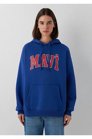 M1600361 Logo Baskılı Kapüşonlu Kadın Sweatshirt