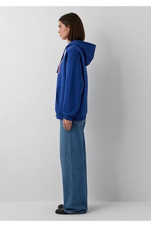 M1600361 Logo Baskılı Kapüşonlu Kadın Sweatshirt