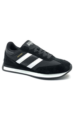 101-24985-m Santiago Deri Sneaker Erkek Spor Ayakkabı Siyah-beyaz