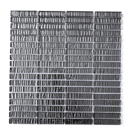 Mutfak tezgah arası ve iç mekan kaplama ve dekorasyon uygulamaları için, 15x73mm. Gümüş Krom, 30x30cm. Fileli Kristal Mozaik.