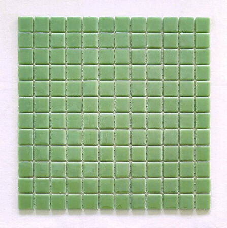 Mutfak tezgah arası, Havuz, Banyo, Sauna, Spa, iç , dış, zemin, duvar, kaplama ve dekorasyon uygulamalarında tüm yüzeyler için, 25x25mm. Mint Yeşili,  31.5x31.5cm. Fileli Cam Mozaik.