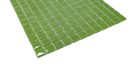Mutfak tezgah arası, Havuz, Banyo, Sauna, Spa, iç , dış, zemin, duvar, kaplama ve dekorasyon uygulamalarında tüm yüzeyler için, 25x25mm. Mint Yeşili,  31.5x31.5cm. Fileli Cam Mozaik.