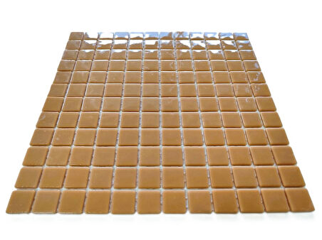 Mutfak tezgah arası, Havuz, Banyo, Sauna, Spa, iç , dış, zemin, duvar, kaplama ve dekorasyon uygulamalarında tüm yüzeyler için, 25x25mm. Açık Kahve,  31.5x31.5cm. Fileli Cam Mozaik.