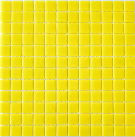 Mutfak tezgah arası, Havuz, Banyo, Sauna, Spa, iç , dış, zemin, duvar, kaplama ve dekorasyon uygulamalarında tüm yüzeyler için, 25x25mm. Canlı Sarı, 31.5x31.5cm. Fileli Cam Mozaik.