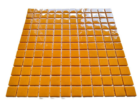 Mutfak tezgah arası, Havuz, Banyo, Sauna, Spa, iç , dış, zemin, duvar, kaplama ve dekorasyon uygulamalarında tüm yüzeyler için, 25x25mm. H. Sarı, 31.5x31.5cm. Fileli Cam Mozaik.