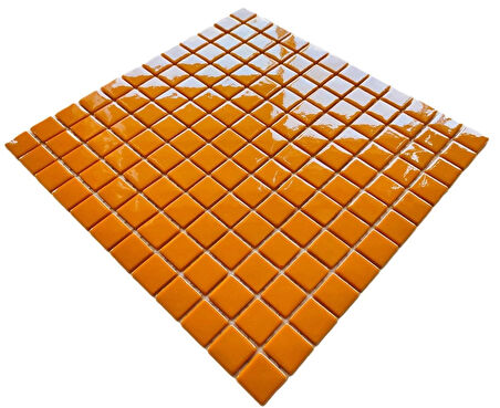 Mutfak tezgah arası, Havuz, Banyo, Sauna, Spa, iç , dış, zemin, duvar, kaplama ve dekorasyon uygulamalarında tüm yüzeyler için, 25x25mm. H. Sarı, 31.5x31.5cm. Fileli Cam Mozaik.