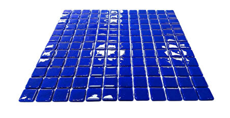 Mutfak tezgah arası, Havuz, Banyo, Sauna, Spa, iç , dış, zemin, duvar, kaplama ve dekorasyon uygulamalarında tüm yüzeyler için, 25x25mm. Mavi,  31.5x31.5cm. Fileli Cam Mozaik.