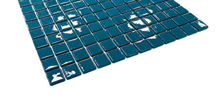 Mutfak tezgah arası, Havuz, Banyo, Sauna, Spa, iç , dış, zemin, duvar, kaplama ve dekorasyon uygulamalarında tüm yüzeyler için, 25x25mm. Turkuaz, 31.5x31.5cm. Fileli Cam Mozaik.