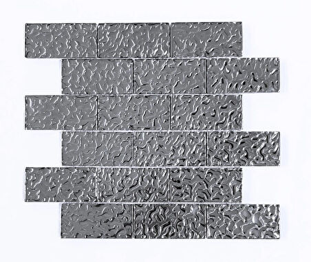 Mutfak tezgah arası ve iç mekan kaplama ve dekorasyon uygulamaları için, 48x98mm. Gümüş Krom, 30x30cm. Fileli Kristal Mozaik.